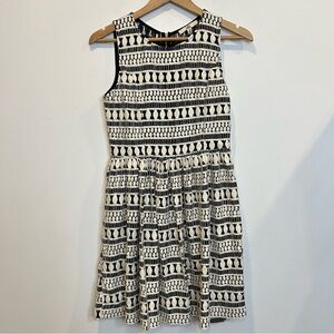 Ya Los Angeles Lace Fit and Flare Sleeveless Dress Cream Black Twee